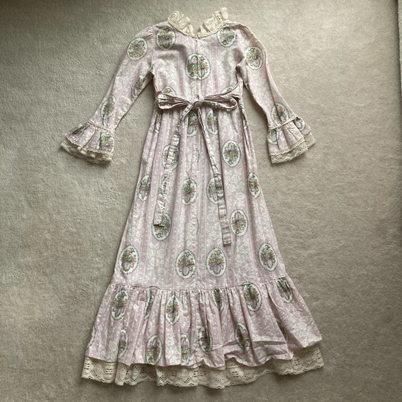 VINTAGE 70s Kids Regency Style Prairie Dress - Picture 3 of 5